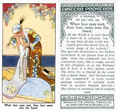 "Da fire øjne mødtes, kom kærligheden ind i hjertet", 1931 (se også 498202) af René Bull